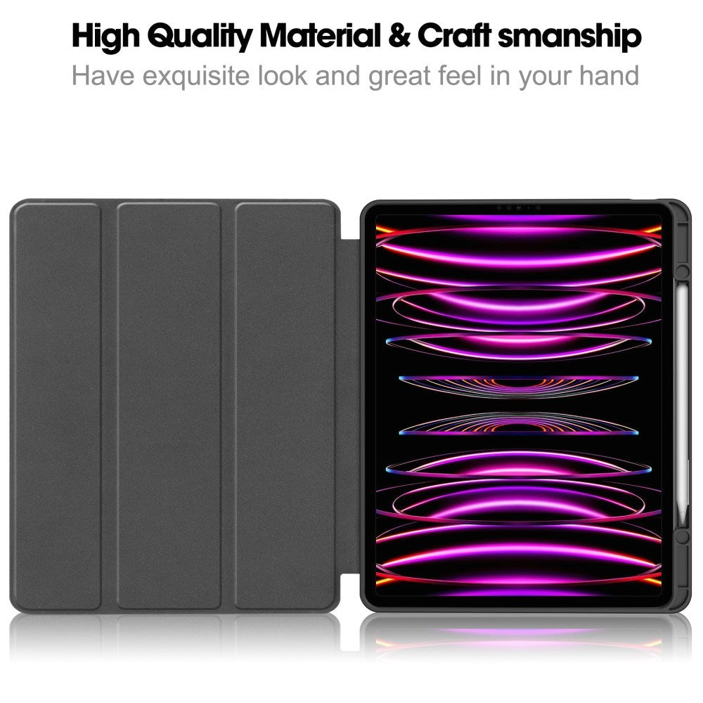 EIDERWOOD iPad Air 13" (2024) Tri-Fold Artificial Leather Flip Case w. Apple Pencil Holder - Red