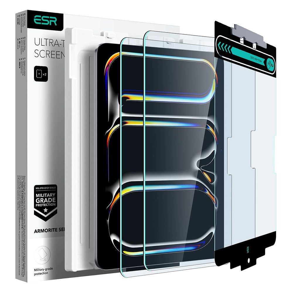 ESR iPad Pro 11" (2025 / 2024) Tempered Screen Protector incl. Mounting Frame - 2 Pcs. - Transparent