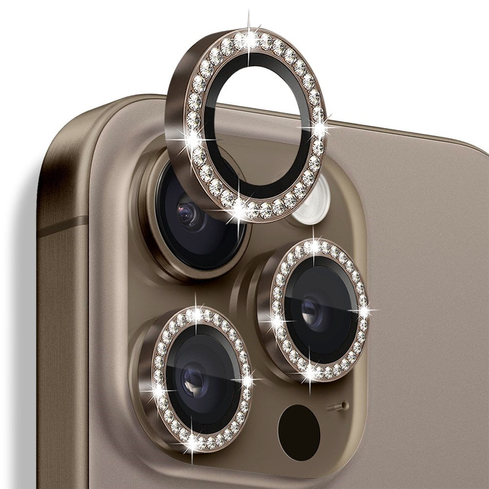 NORTHJO iPhone 16 Pro / 16 Pro Max Camera Lens Protector - Decorative Stones - Brown