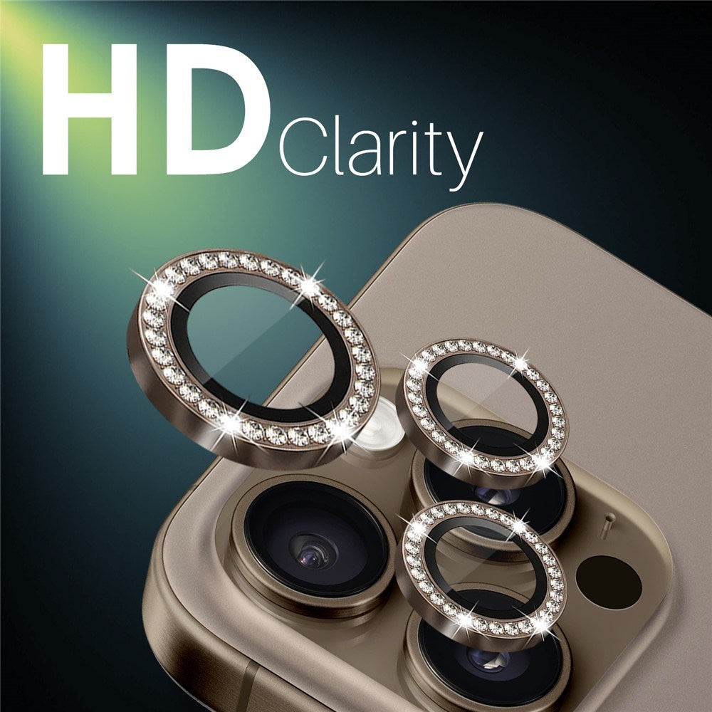 NORTHJO iPhone 16 Pro / 16 Pro Max Camera Lens Protector - Decorative Stones - Brown