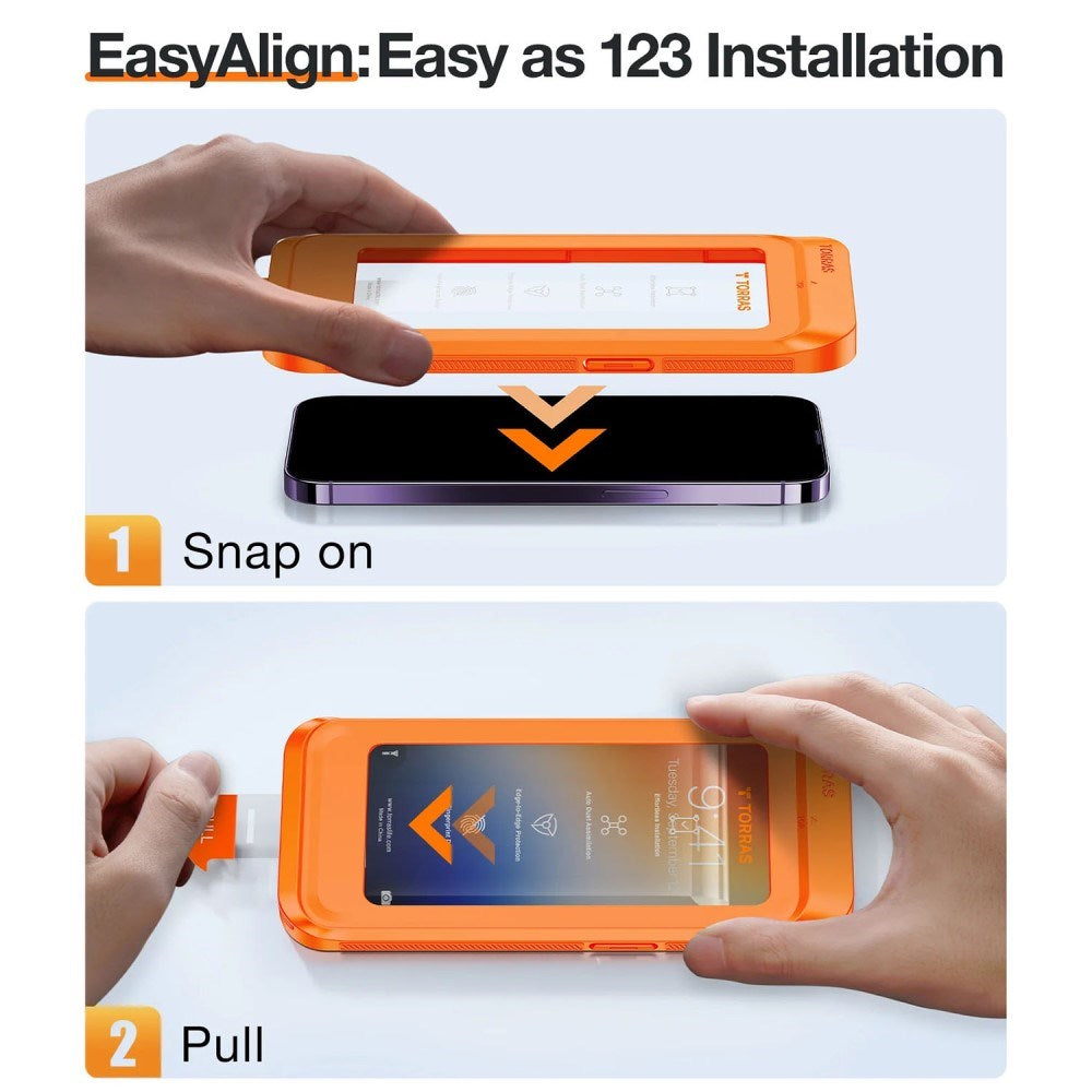 TORRAS iPhone 16 Pro Max Full Fit Screen Protector with Installation Frame - Privacy Function - Transparent