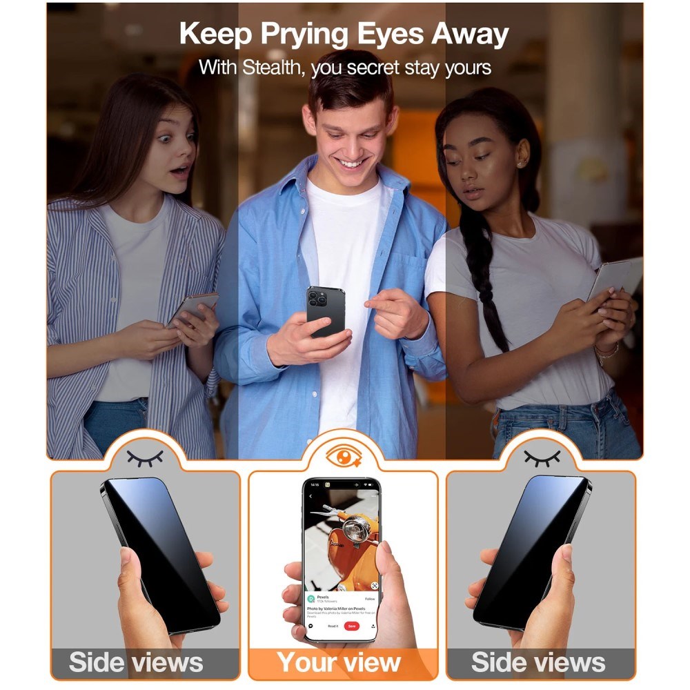 TORRAS iPhone 16 Pro Max Full Fit Screen Protector with Installation Frame - Privacy Function - Transparent