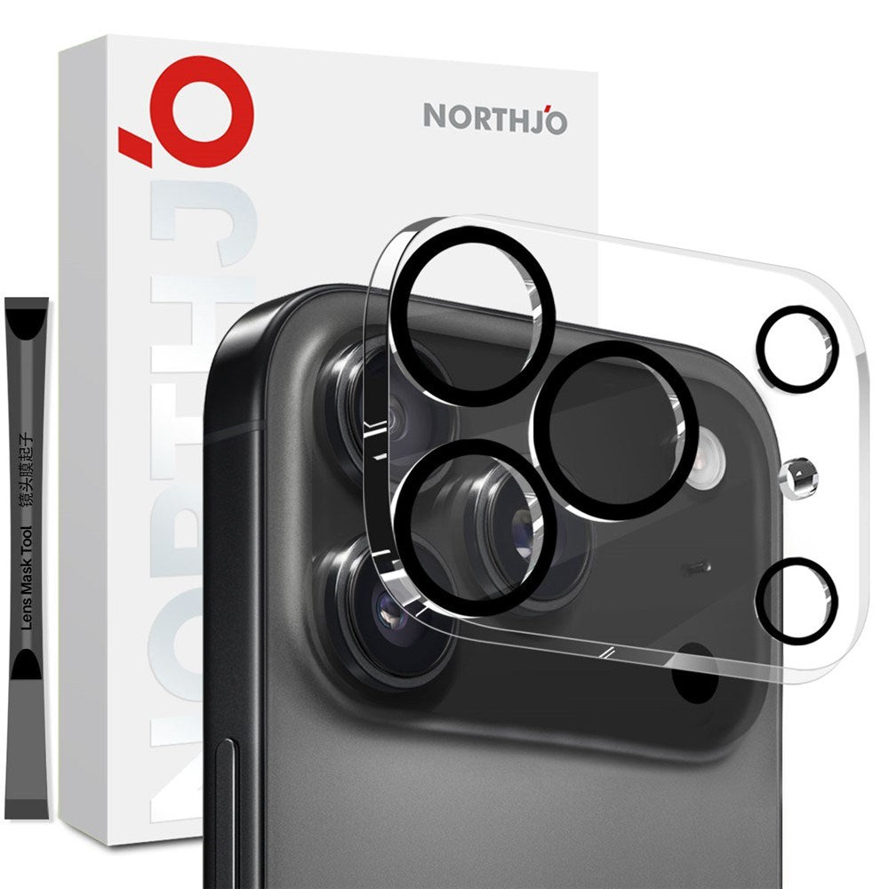 NORTHJO iPhone 17 Pro Max Tempered Camera Lens Glass - Transparent / Black
