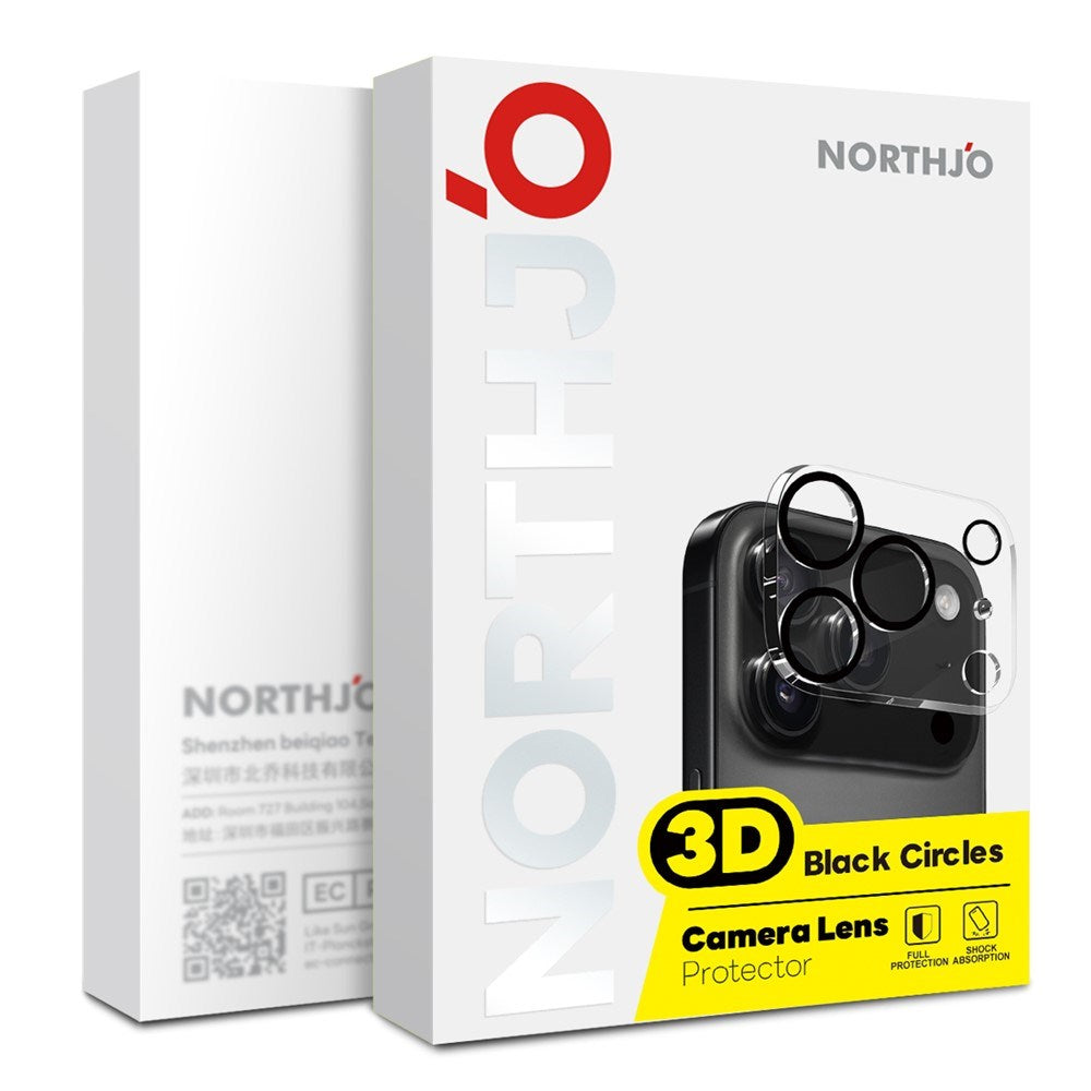 NORTHJO iPhone 17 Pro Max Tempered Camera Lens Glass - Transparent / Black