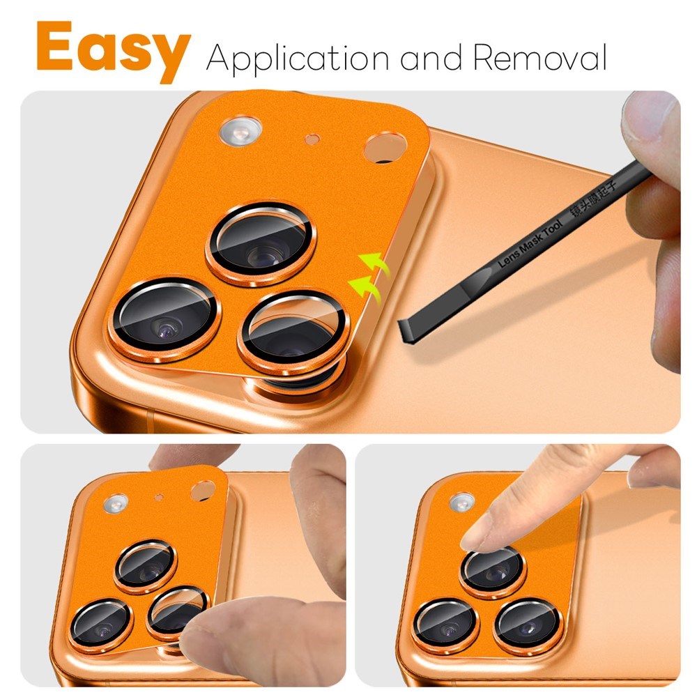 NORTHJO iPhone 17 Pro Max Camera Lens Protector - Matte Metal & Glass - Orange