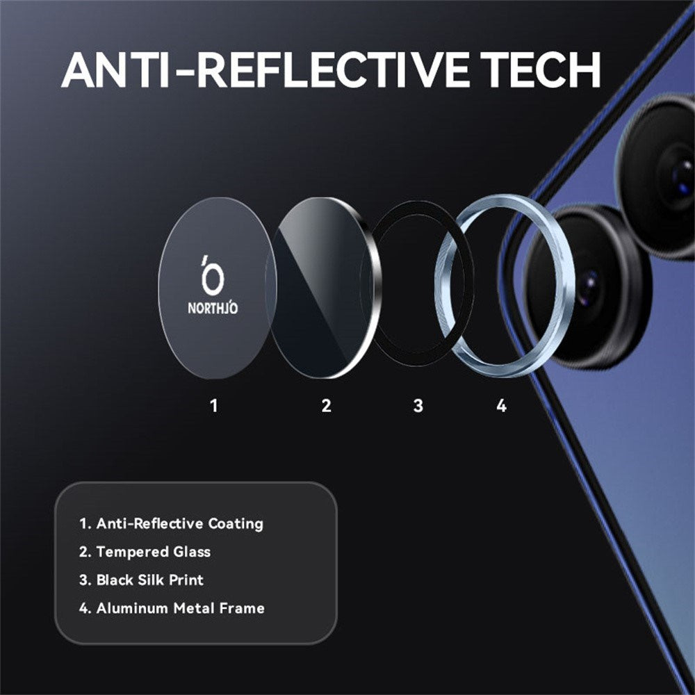 Samsung Galaxy Z Flip8 NORTHJO Camera Lens Protector - Metal & Glass - Blue