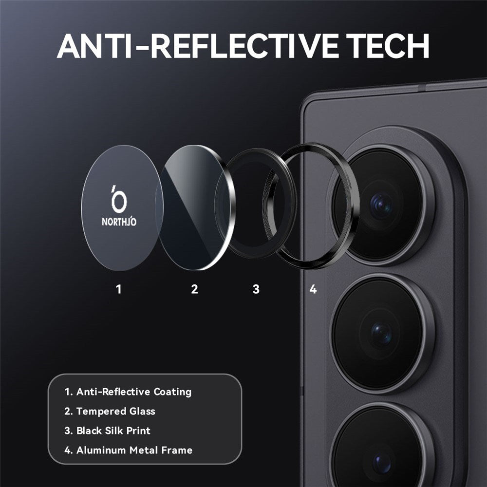 Samsung Galaxy Z Fold8 Ultra NORTHJO Camera Lens Protector - Metal & Glass - Black