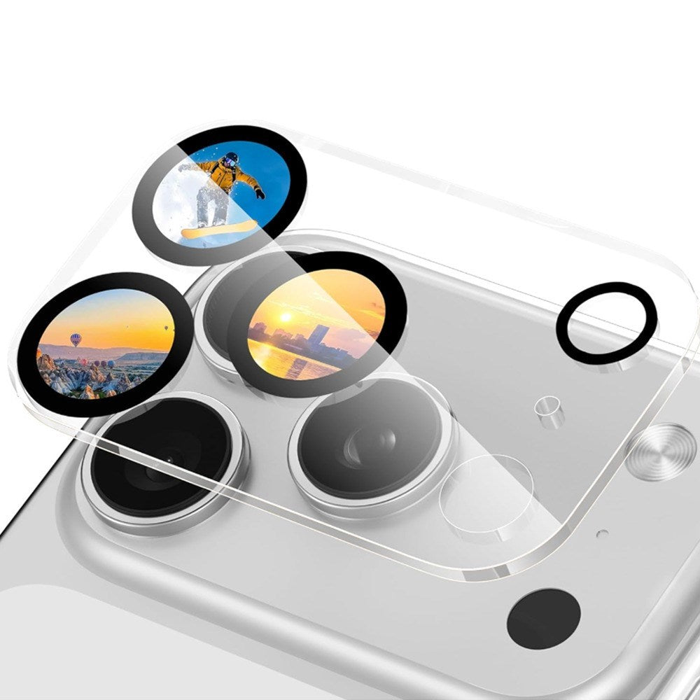 iPhone 18 Pro Max Tempered Camera Lens Protection Glass - Transparent / Black