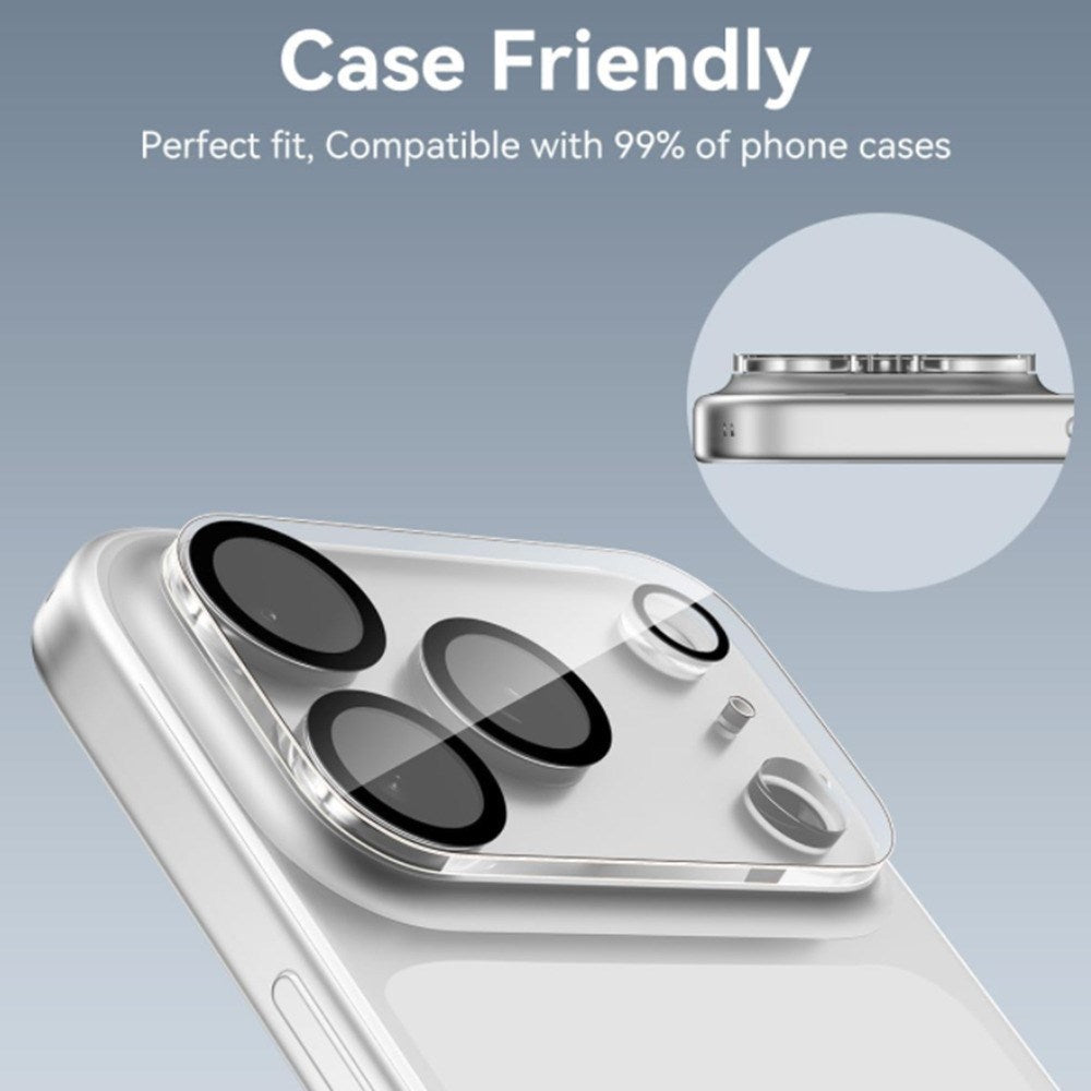 iPhone 18 Pro Max Tempered Camera Lens Protection Glass - Transparent / Black