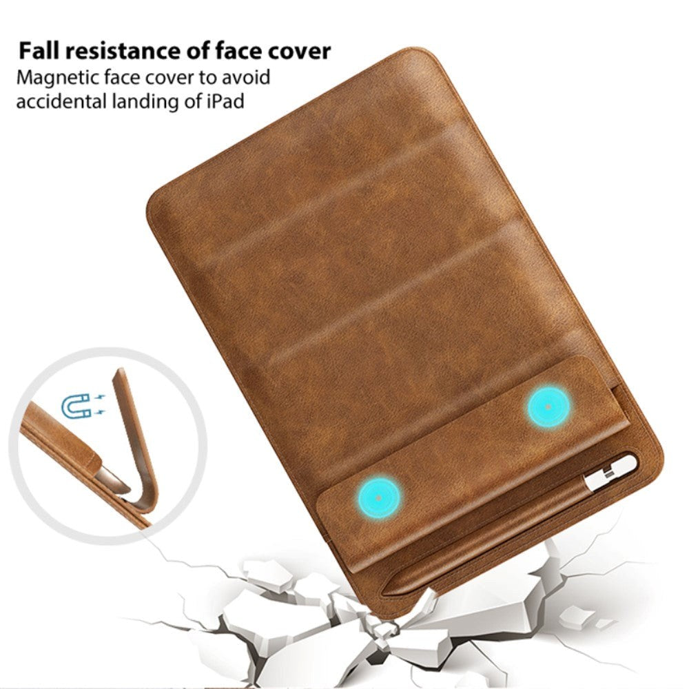 iPad 9.7 / 10.2 / 10.5 / 11" (19cm x 26cm x 7mm) Leather Shockproof Tablet Sleeve - Dark Brown