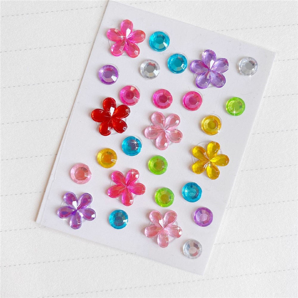 Self-Adhesive 3D Stickers - Multicolored - Round & Hearts
