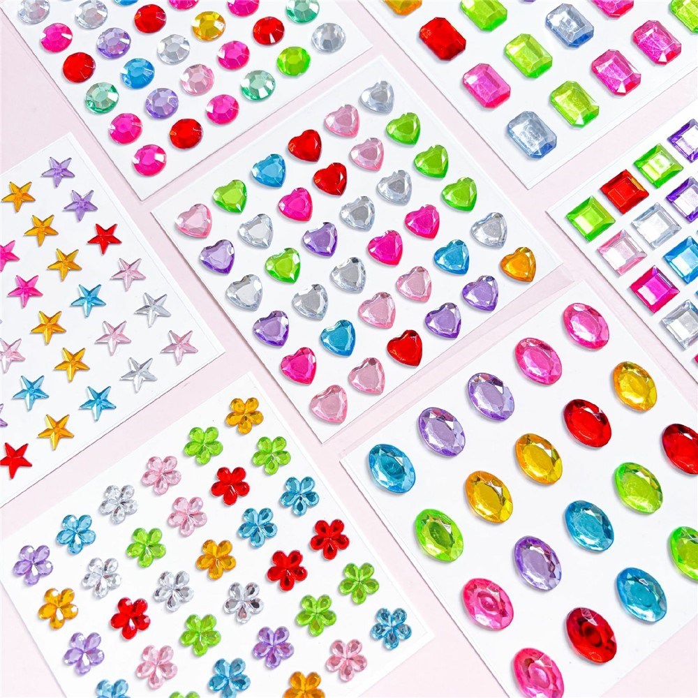 Multicolor Self-Adhesive Crystal 3D Stickers - 36 pcs - Square