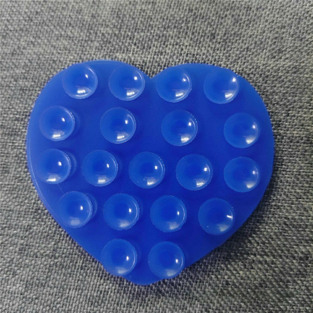 Heart-Shaped Silicone Suction Cup Phone Holder - Blue