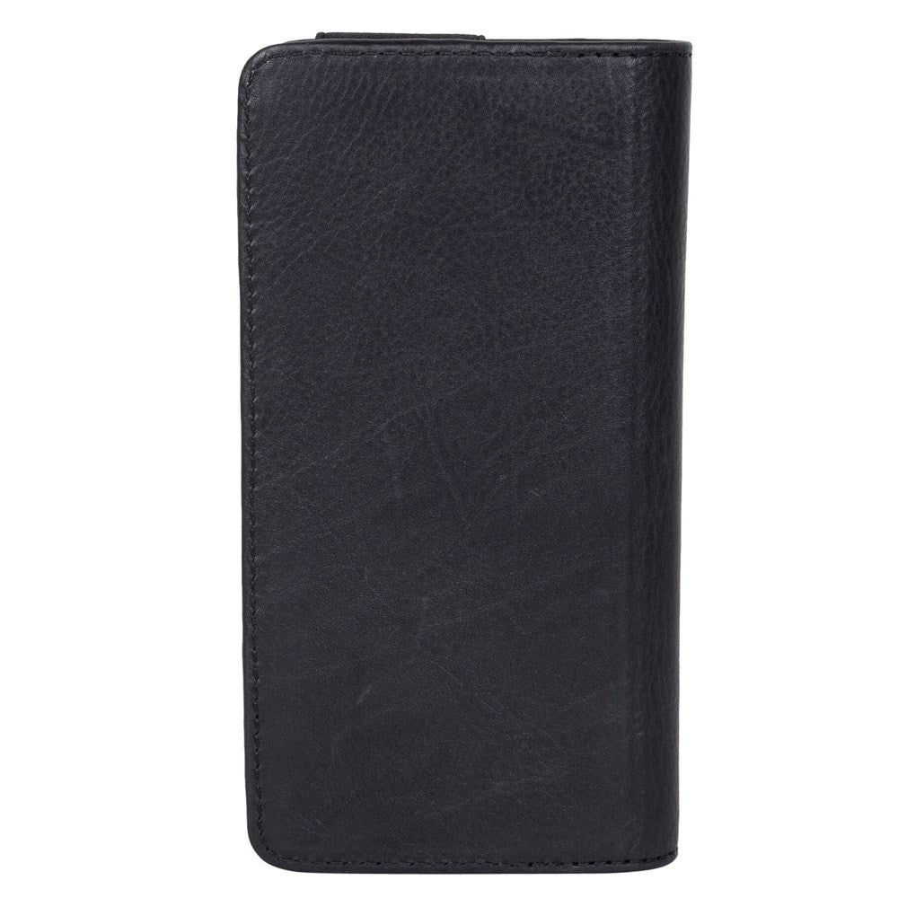 Buffalo Wallet Genuine Leather Universal Case with Wallet (Max. Mobile: 150 x 65mm) - Black