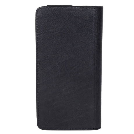 Buffalo Wallet Genuine Leather Universal Case with Wallet (Max. Mobile: 150 x 65mm) - Black