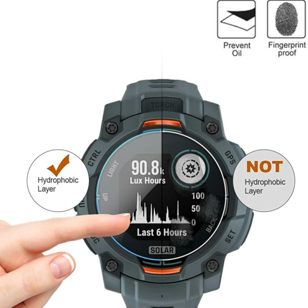 Garmin Instinct 3 Solar (50mm) Tempered Protective Glass - 3 pcs - Transparent