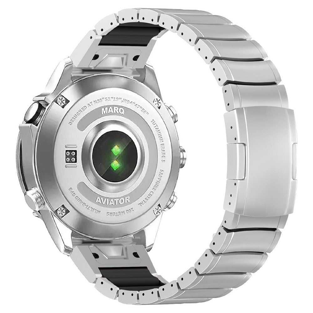 Universal Garmin 26mm QuickFit EIDERWOOD Titanium Strap w. Colored Silicone - Silver / Black