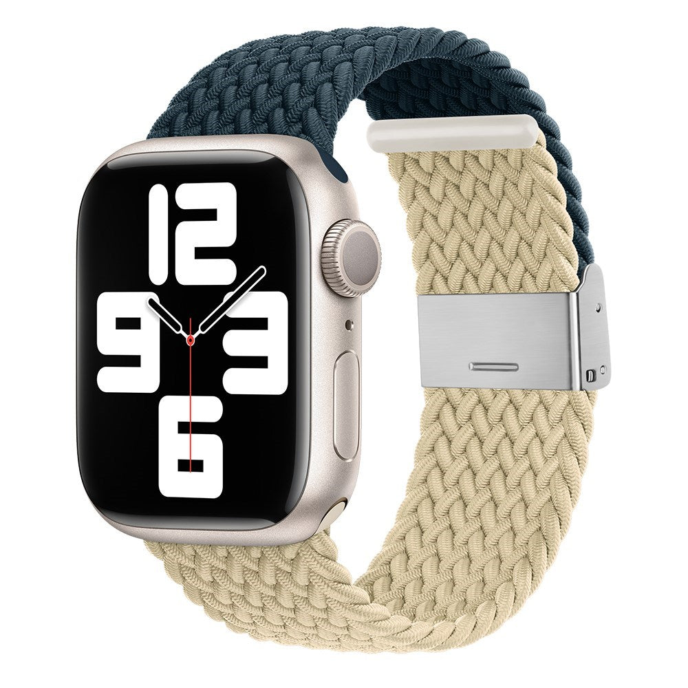 Apple Watch (38/40/SE/41/42mm) Two-tone Nylon Strap - Dark Blue / Beige