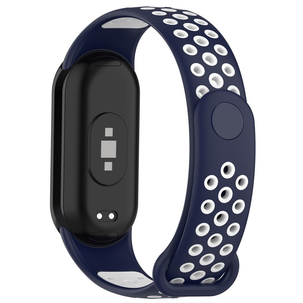 Xiaomi Smart Band 10 / 9 / 8 / NFC Silicone Watch Strap - Dark Blue / White