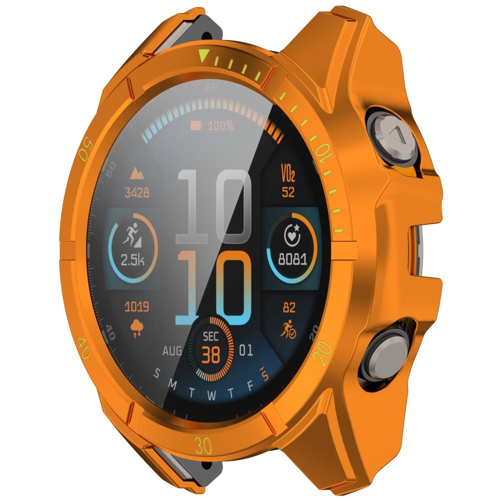 Garmin Tactix 8 AMOLED (51mm) Hard Plastic Case with Screen Protector Glass - Orange / Yellow