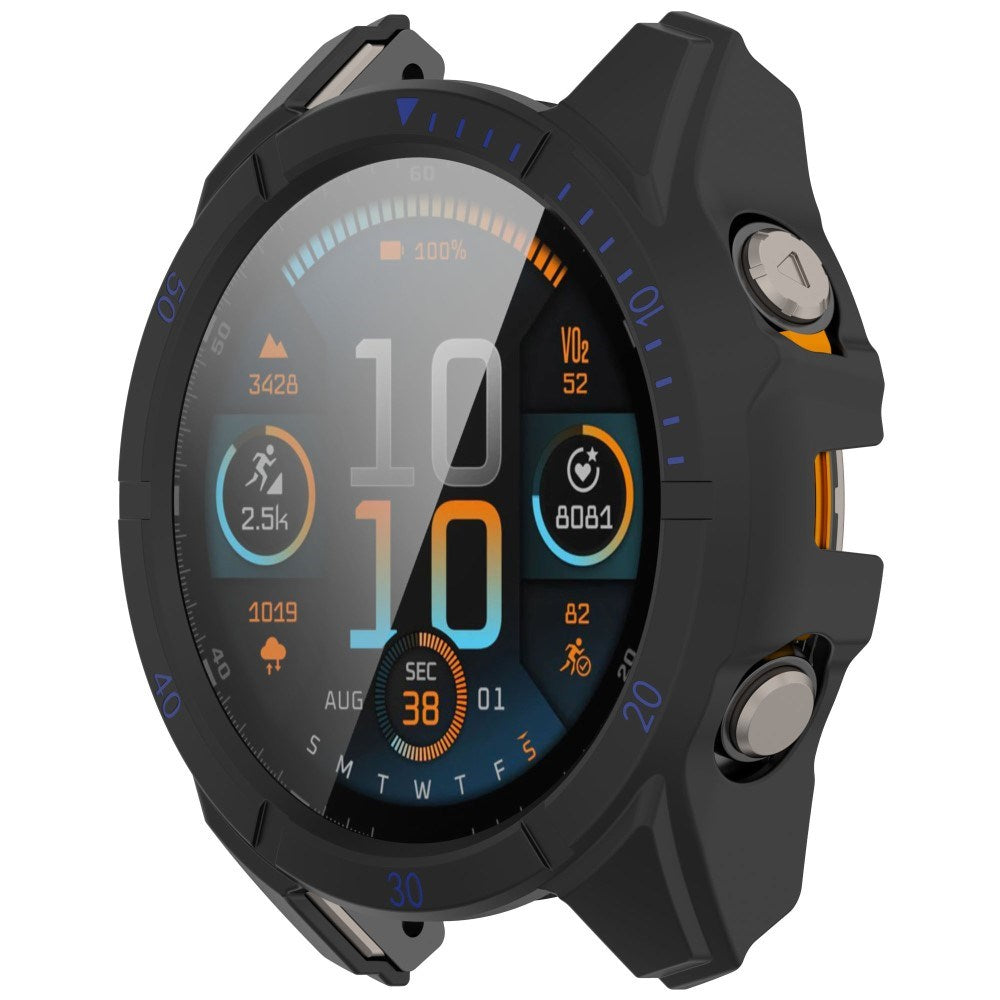 Garmin Tactix 8 AMOLED (51mm) Hard Plastic Case with Screen Protector Glass - Black / Blue
