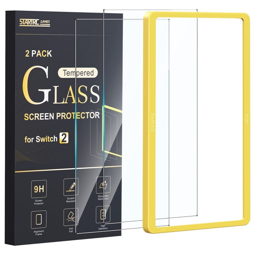 Nintendo Switch 2 Screen Protector Glass with Mounting Frame - 2 pcs. - Transparent