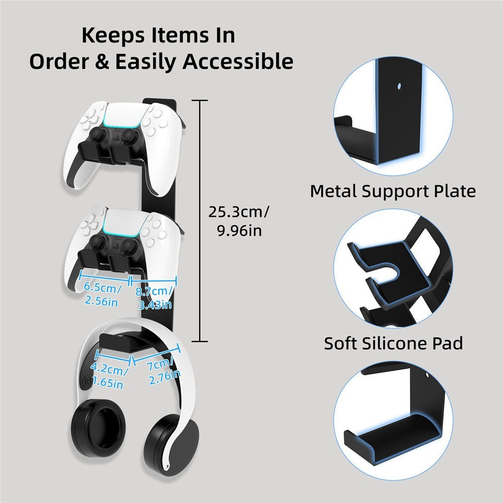 Wall Mounted Stand for Controllers / Headsets - Black