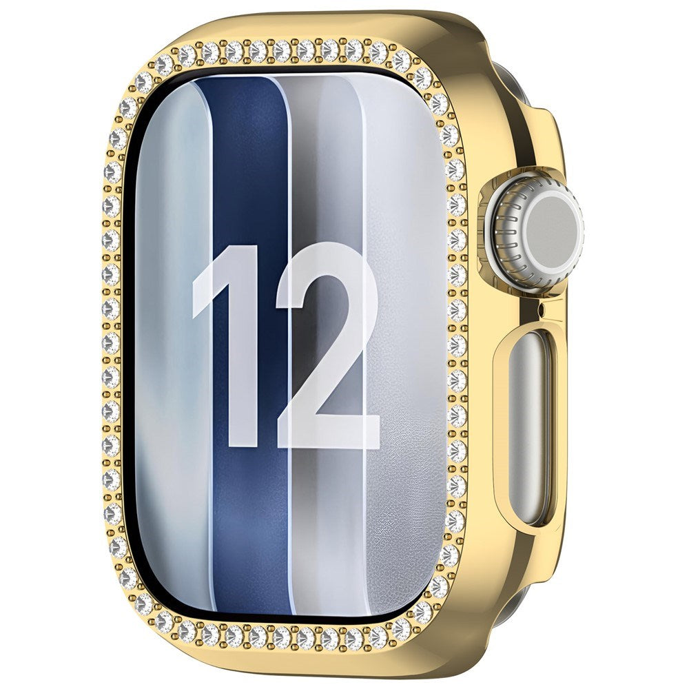 Apple Watch Series 12 (42mm) Hard Plastic Case - Gold & Rhinestones
