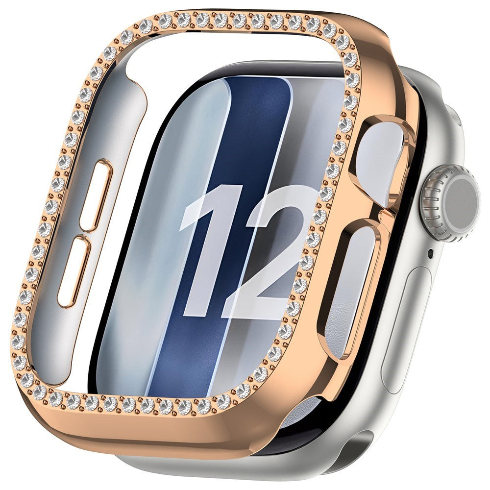 Apple Watch Series 12 (42mm) Hard Plastic Case - Rose Gold & Rhinestones