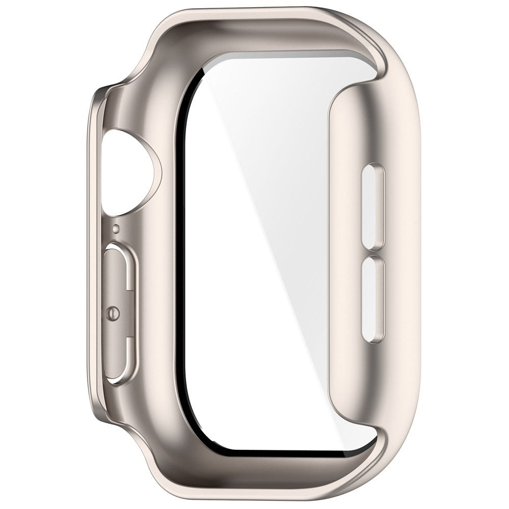 Apple Watch Series 12 (46mm) Hard Plastic Case with Built-In Screen Protector Glass - Rose Gold