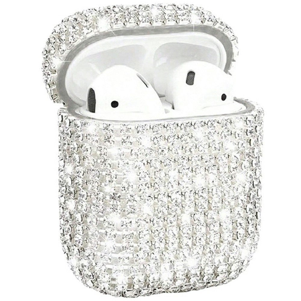 Apple AirPods (1st & 2nd Gen.) Hard Plastic Case with Rhinestone - Silver