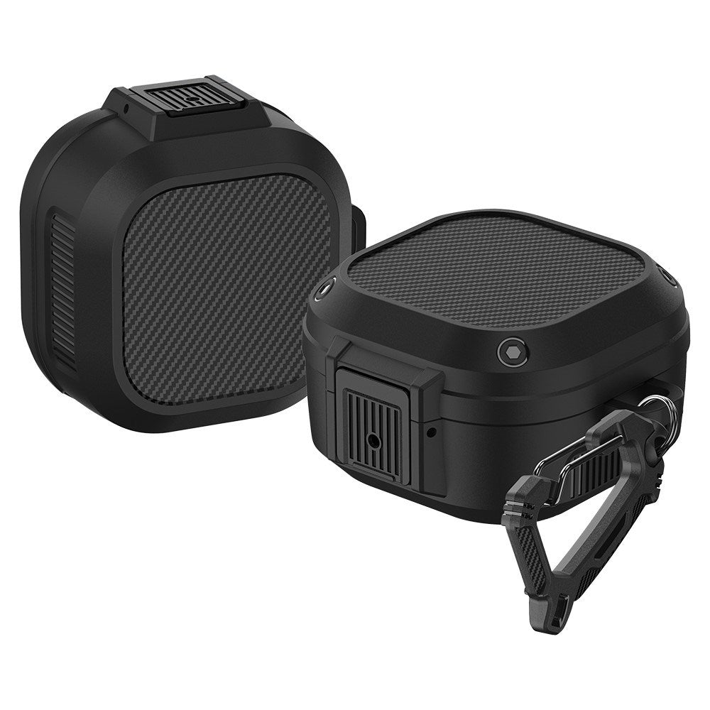 Samsung Galaxy Buds2 / Buds2 Pro / Buds Pro / Buds Live Hybrid Plastic Case with Carabiner - Black
