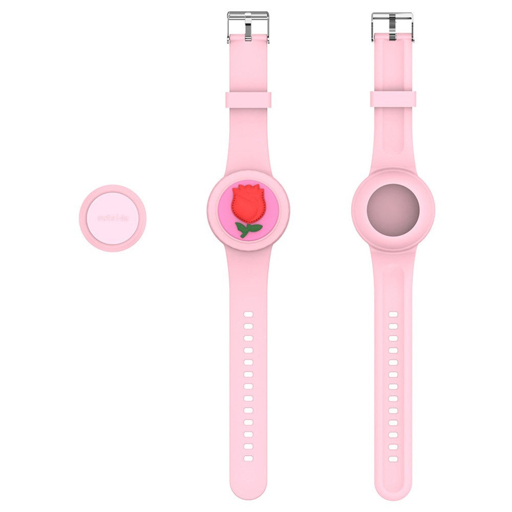 Apple AirTag Silicone Strap with 3D Design - Pink / Rose