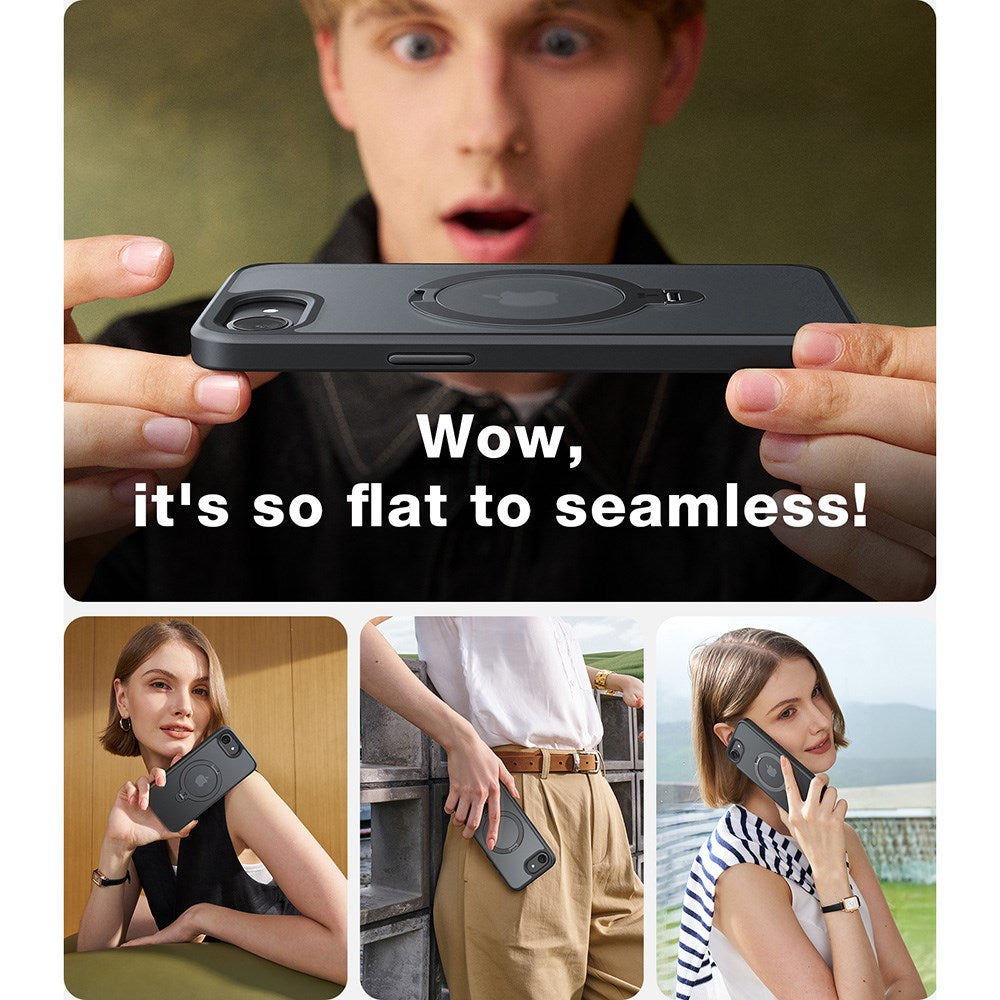 TORRAS iPhone 16e Ostand Spin Hybrid Case with Kickstand - Black