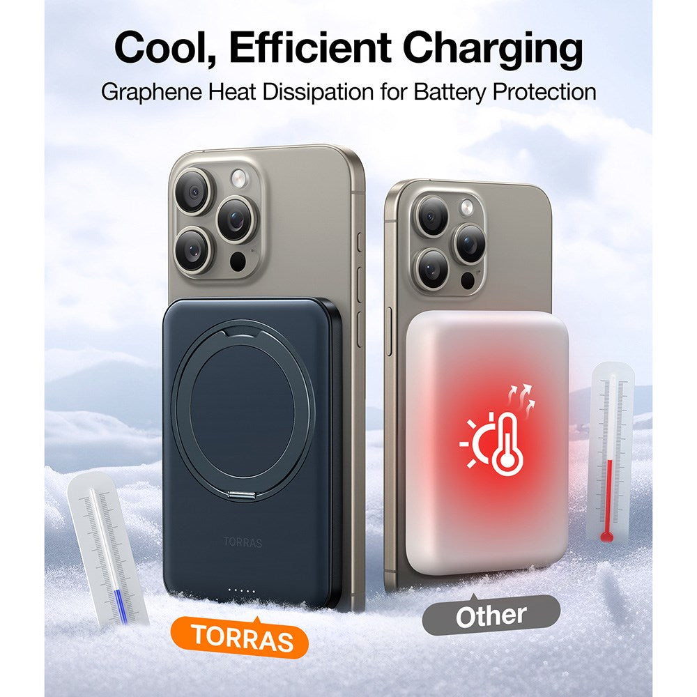 TORRAS Magnetic 15W Power Bank 5,000mAh with Kickstand - Black