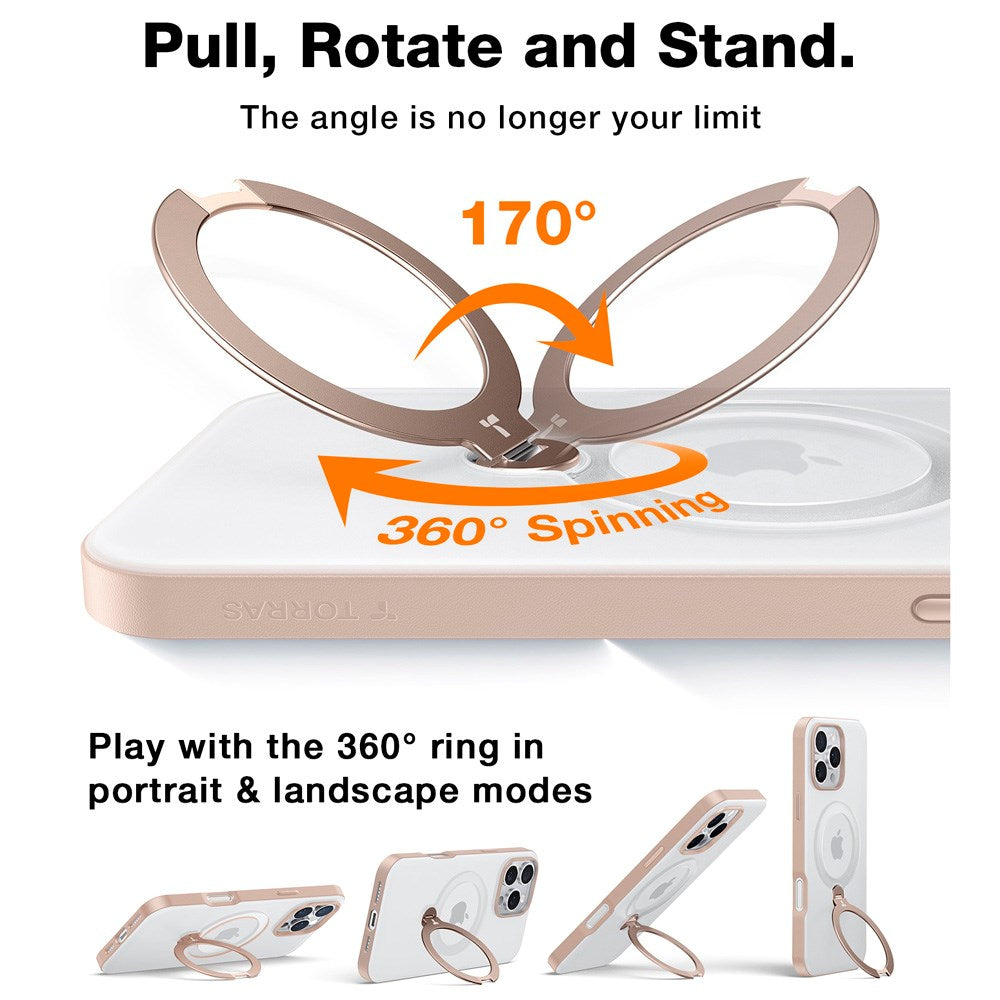 TORRAS iPhone 16 Pro Hybrid Plastic Case with Stand Function - MagSafe Compatible - Gold
