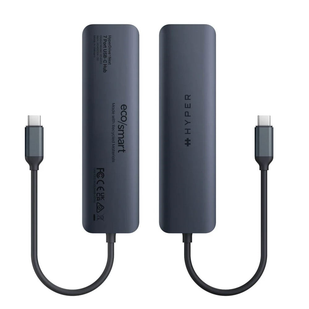 Hyper HyperDrive Ecosmart 7-in-1 USB-C Hub with USB-A / USB-C / HDMI / Ethernet / SD & MicroSD Card - Grey