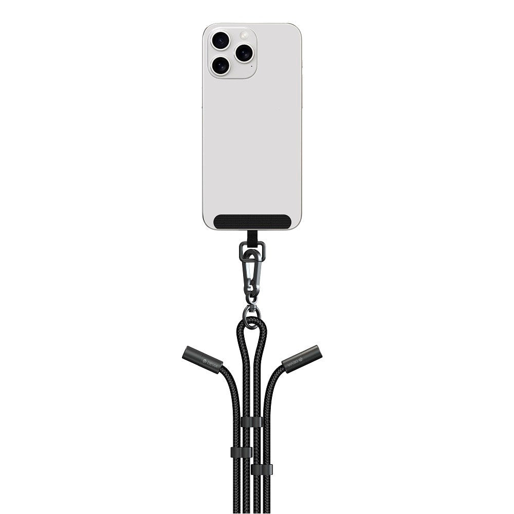 Devia 2-in-1 Adjustable Phone Strap & USB-C to Lightning Cable - Black