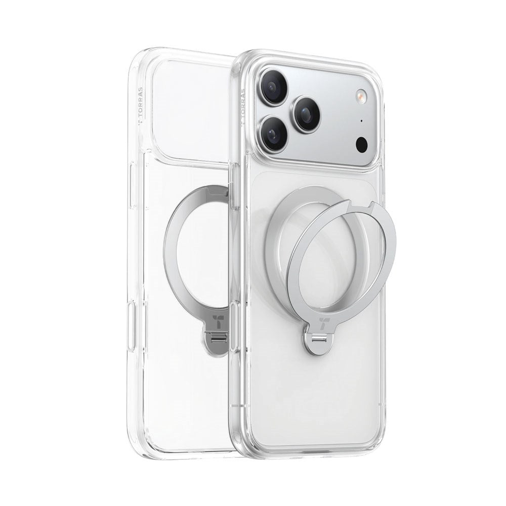 iPhone 18 Pro Max / 17 Pro Max TORRAS Ostand Q3 Spin Case - MagSafe Compatible - Transparent