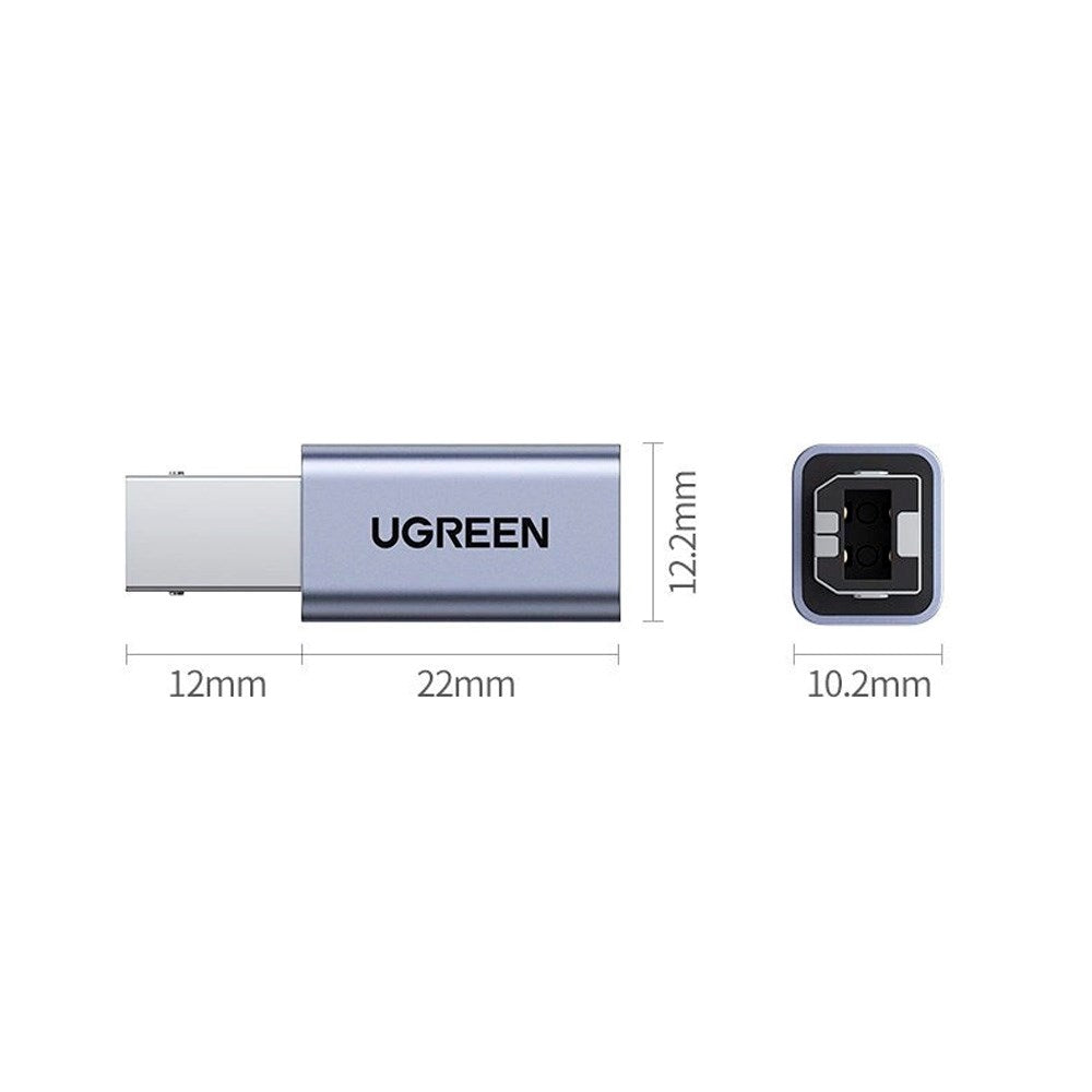 Ugreen US382 Printer Cable USB-C to USB-B Adapter - Grey