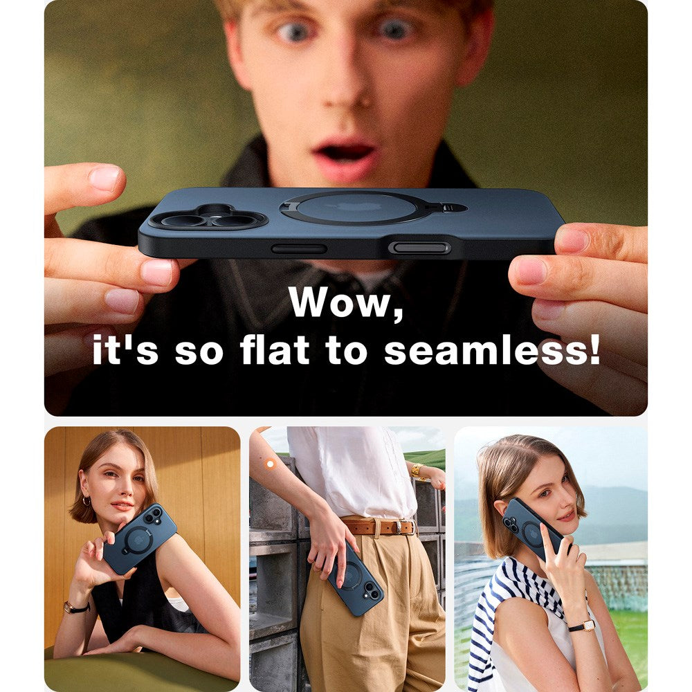 TORRAS iPhone 16 Plus Hybrid Plastic Case with Stand Function - MagSafe Compatible - Black