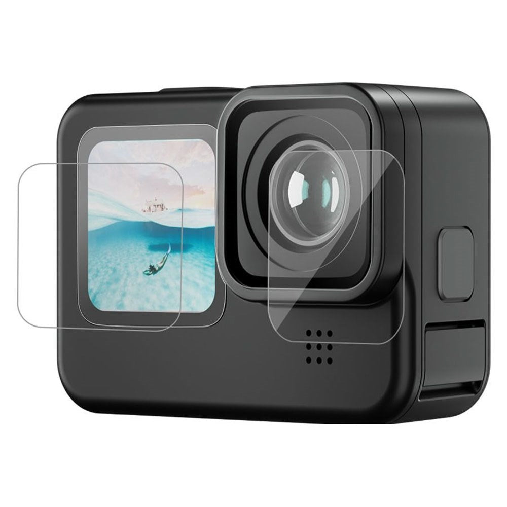 TELESIN Tempered Glass Screen Protector for GoPro Hero 9 / 10 / 11 / 12 - Screen & Camera Lens - Transparent