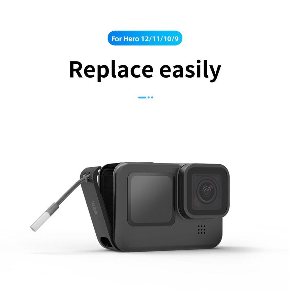 TELESIN GoPro Hero 9 / 10 / 11 / 12 / 13 Battery Cover with Cable Cutout - Black