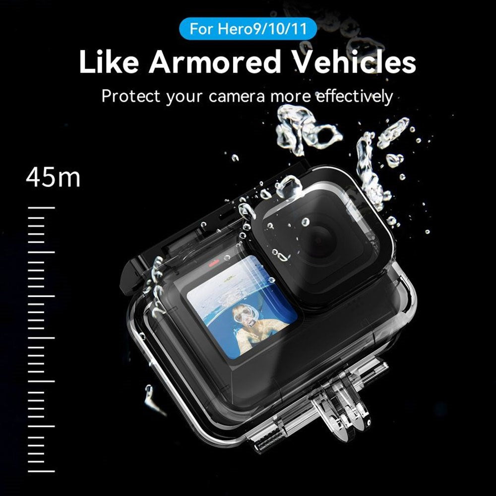 TELESIN Waterproof Case for GoPro Hero 9 / 10 / 11 / 12 / 13 - incl. 3 x Colored Lenses - Transparent / Black