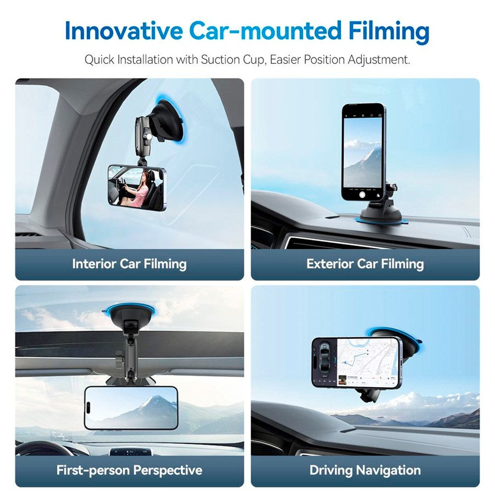 TELESIN Suction Cup Phone Holder for Car - MagSafe Compatible - Black
