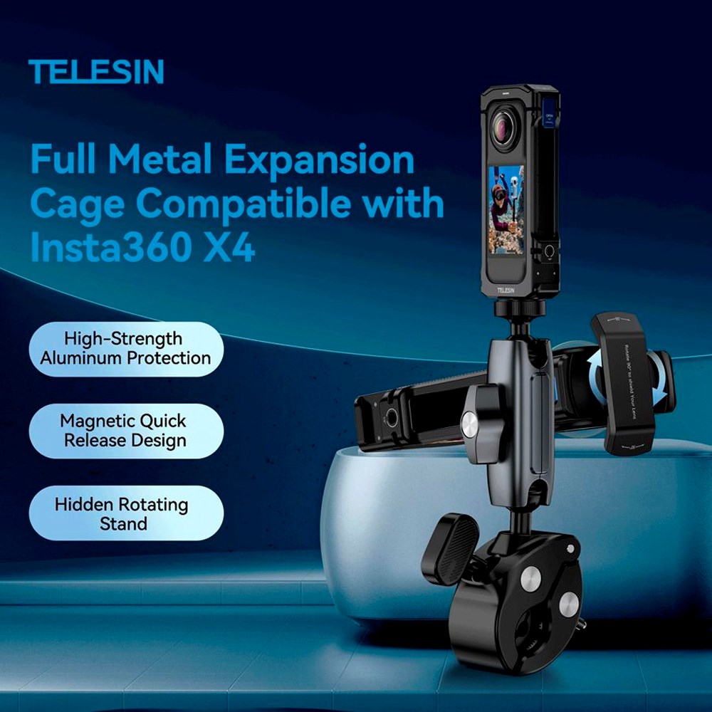 TELESIN Metal Cage for Insta360 X4 - Black