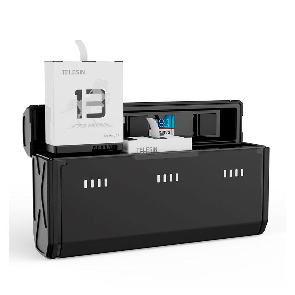 TELESIN Battery Charging Case & 2x Stamina Battery Kit for GoPro Hero 13 - Black