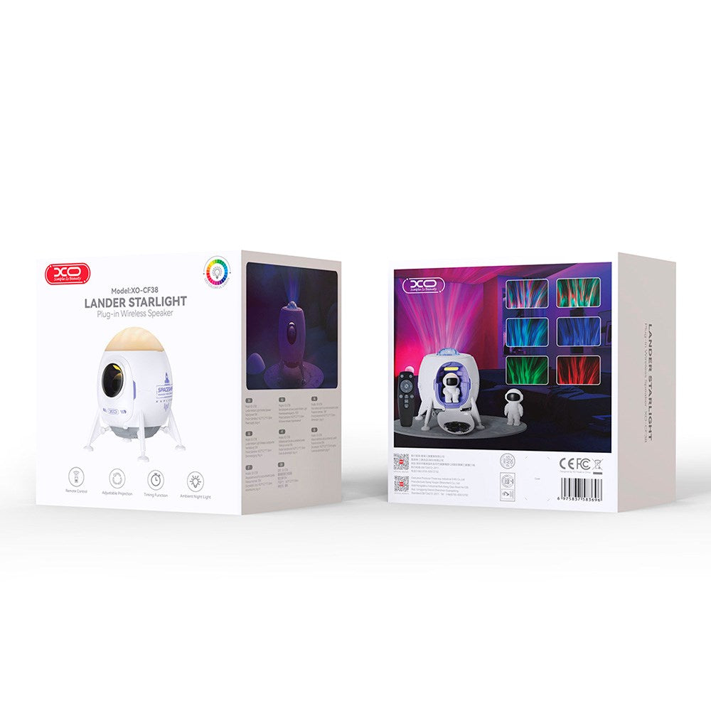 XO Spaceship Projector Lamp with Built-in Bluetooth Speaker - White