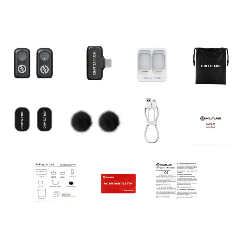 Hollyland LARK A1 Mini Duo Wireless Microphone with 1 x USB-C RX - Black