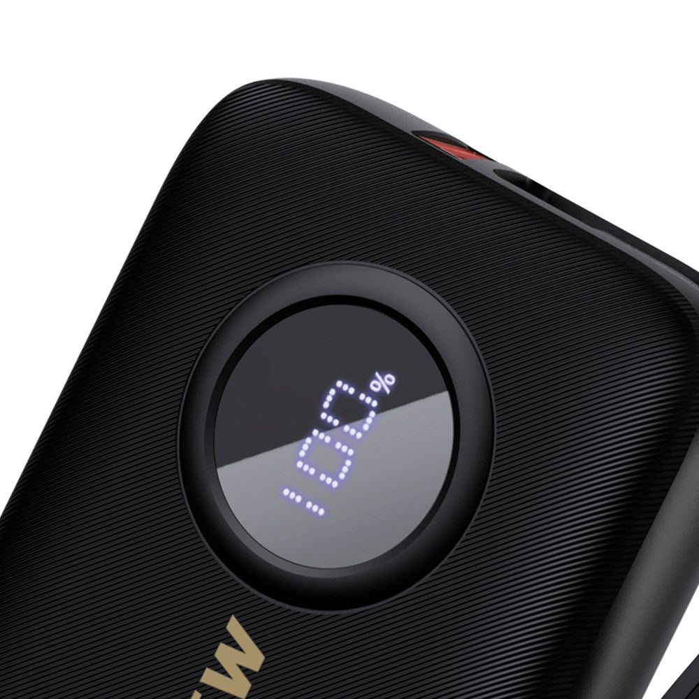 Dudao K14 10.000 mAh PowerBank w. Built-in USB-C Cable & Lightning Cable - Black